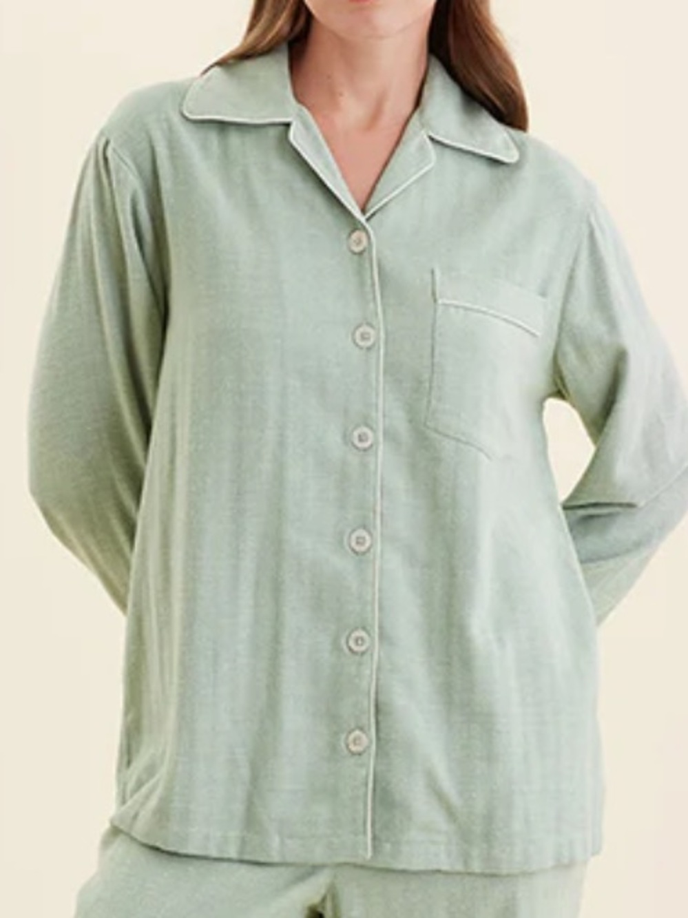 Papinelle Super Soft Brushed Organic Cotton Pajama Top Sage Green Women’s Size M